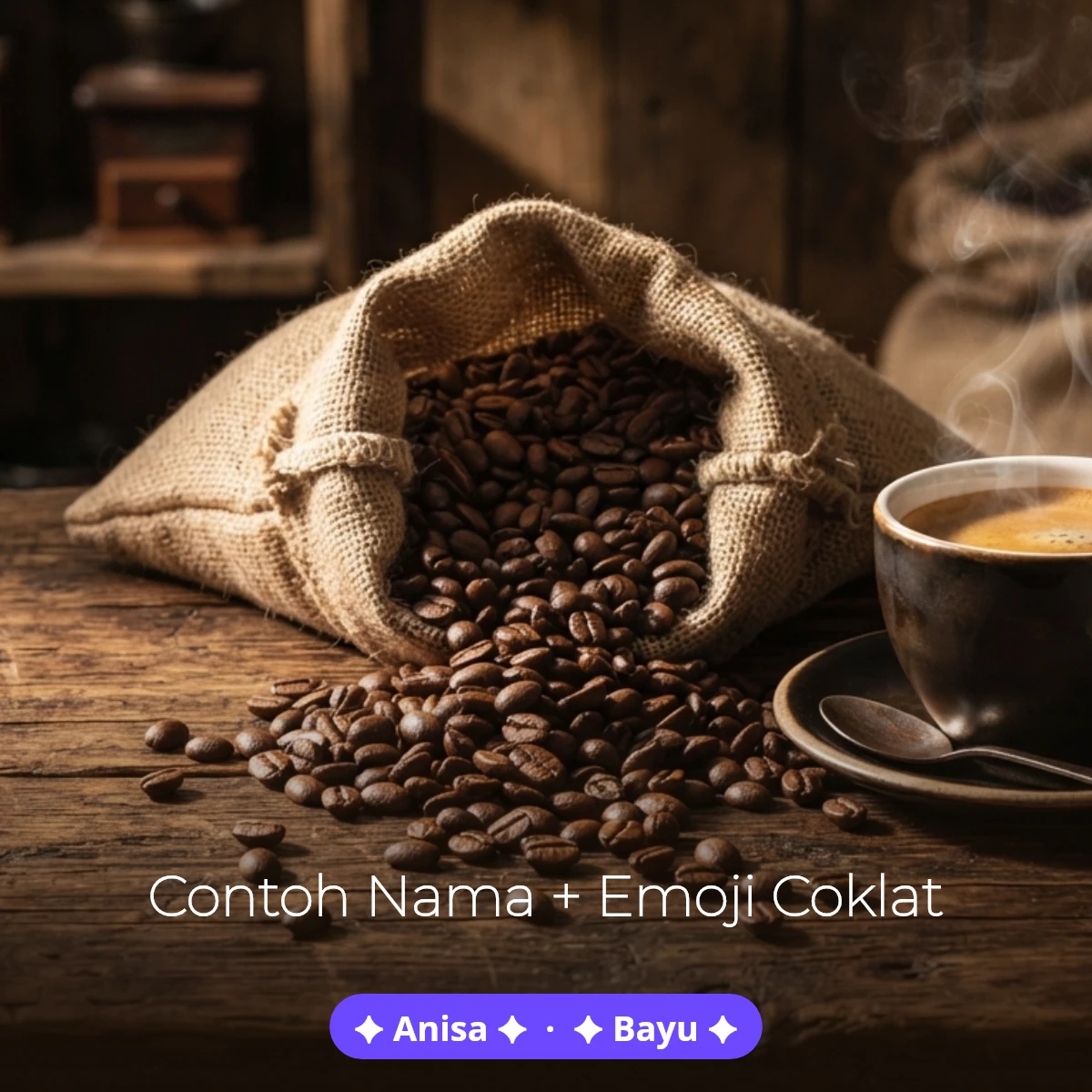 Contoh nama dengan emoji coklat aesthetic untuk Instagram dan TikTok