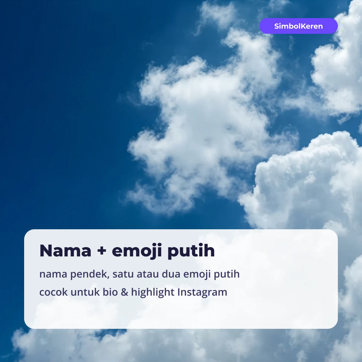 Contoh nama dengan emoji putih aesthetic untuk bio Instagram